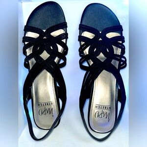 IMPO “Ruby”  Black stretch Sandals, New, size 8M, never worn no tags or box
